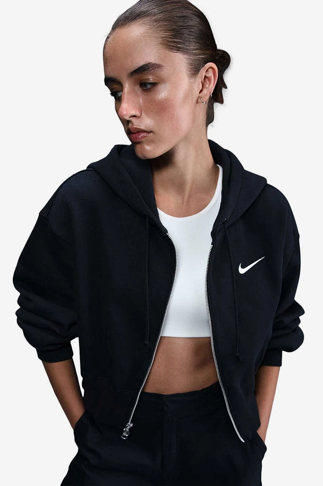 Crop Kapuzensweatjacke - Black
