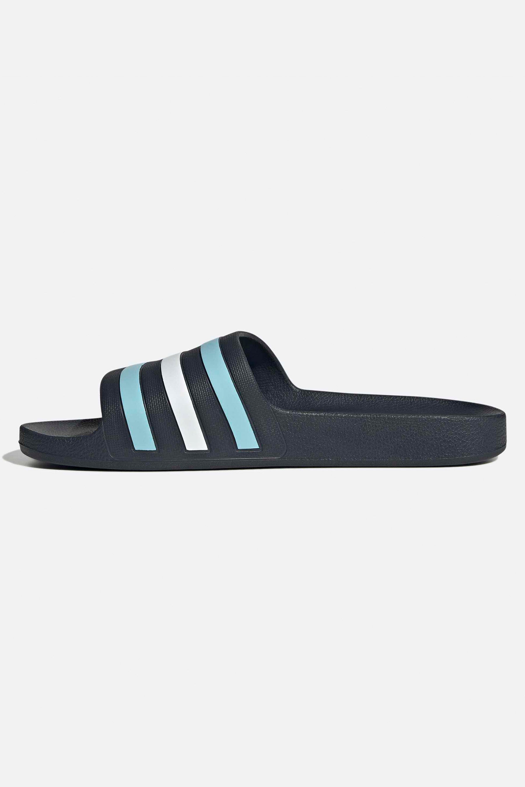 Adilette Aqua Pantoletten - Night Navy + Icey Blue + Footwear White