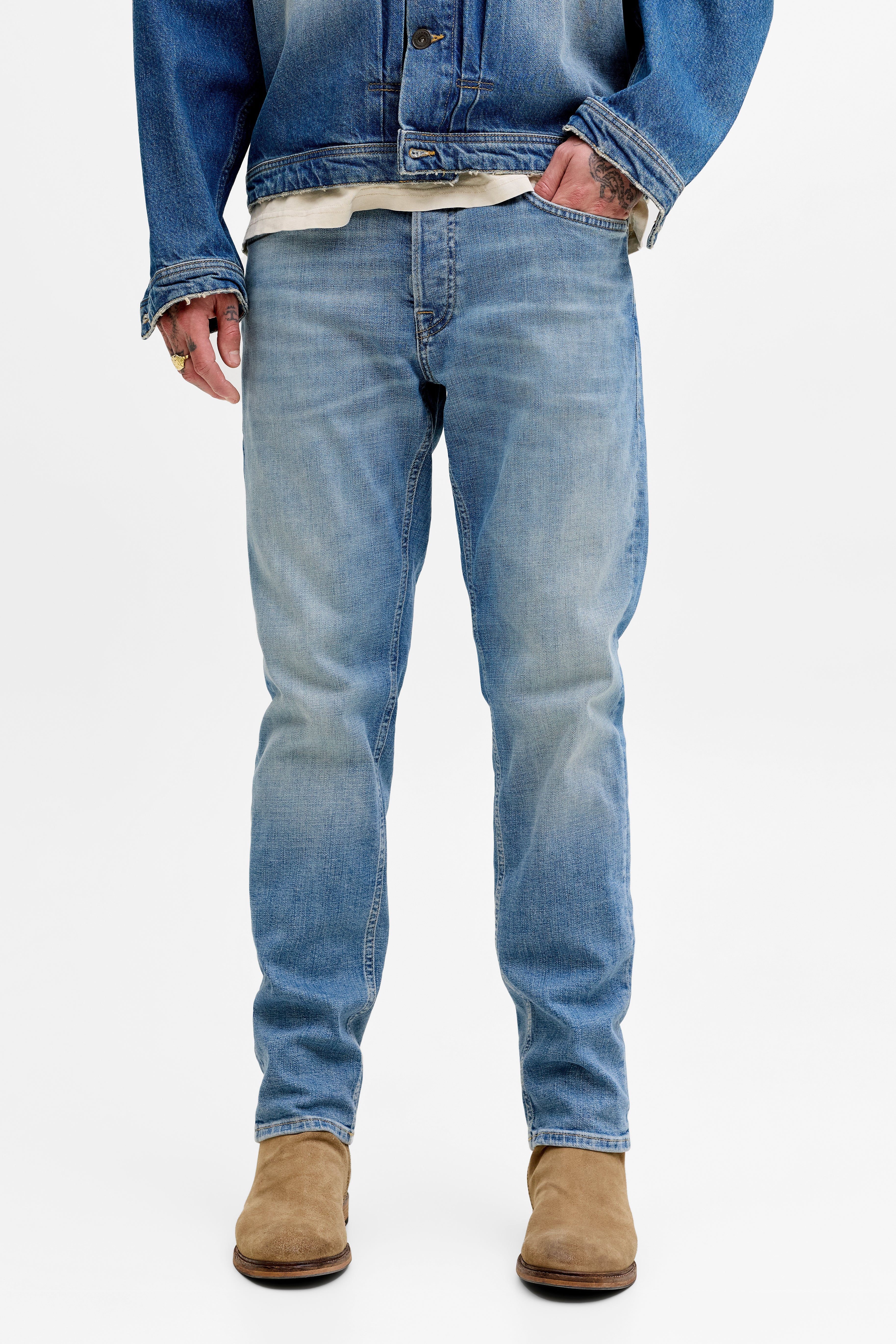 JJIMIKE JJORGINAL Tapered Fit Jeans L32 - Blue Denim