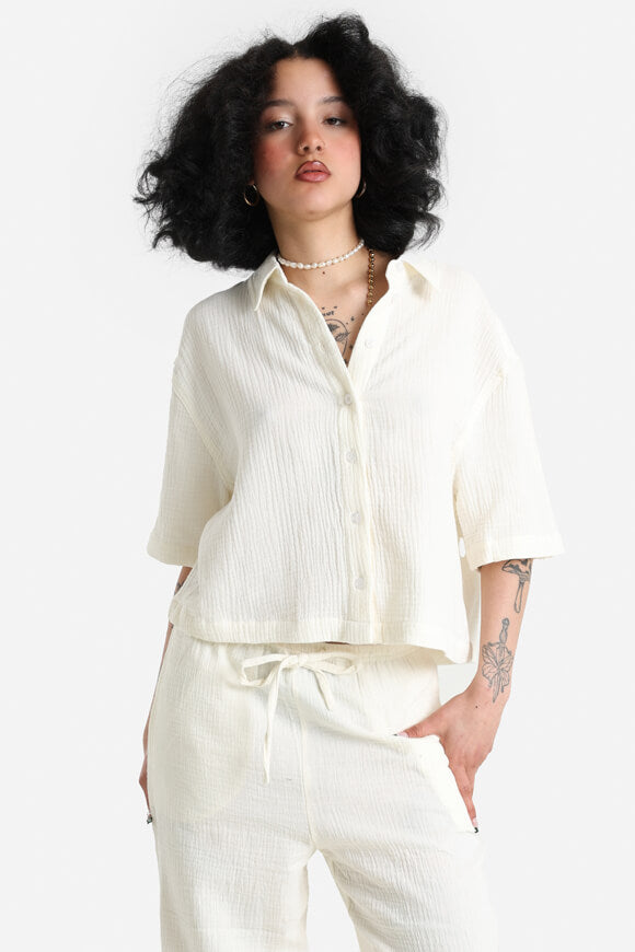 Musselin Crop Hemd - Ecru