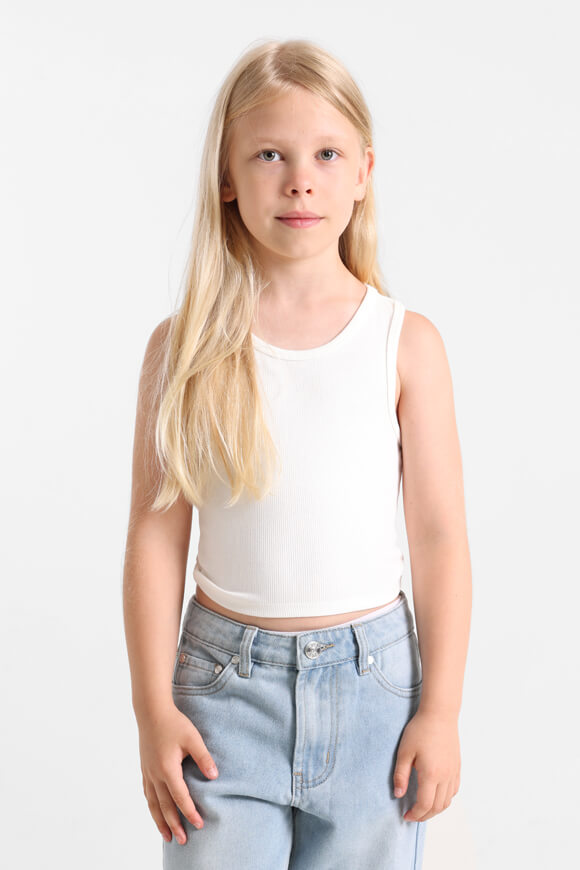 Geripptes Crop Tanktop - Offwhite