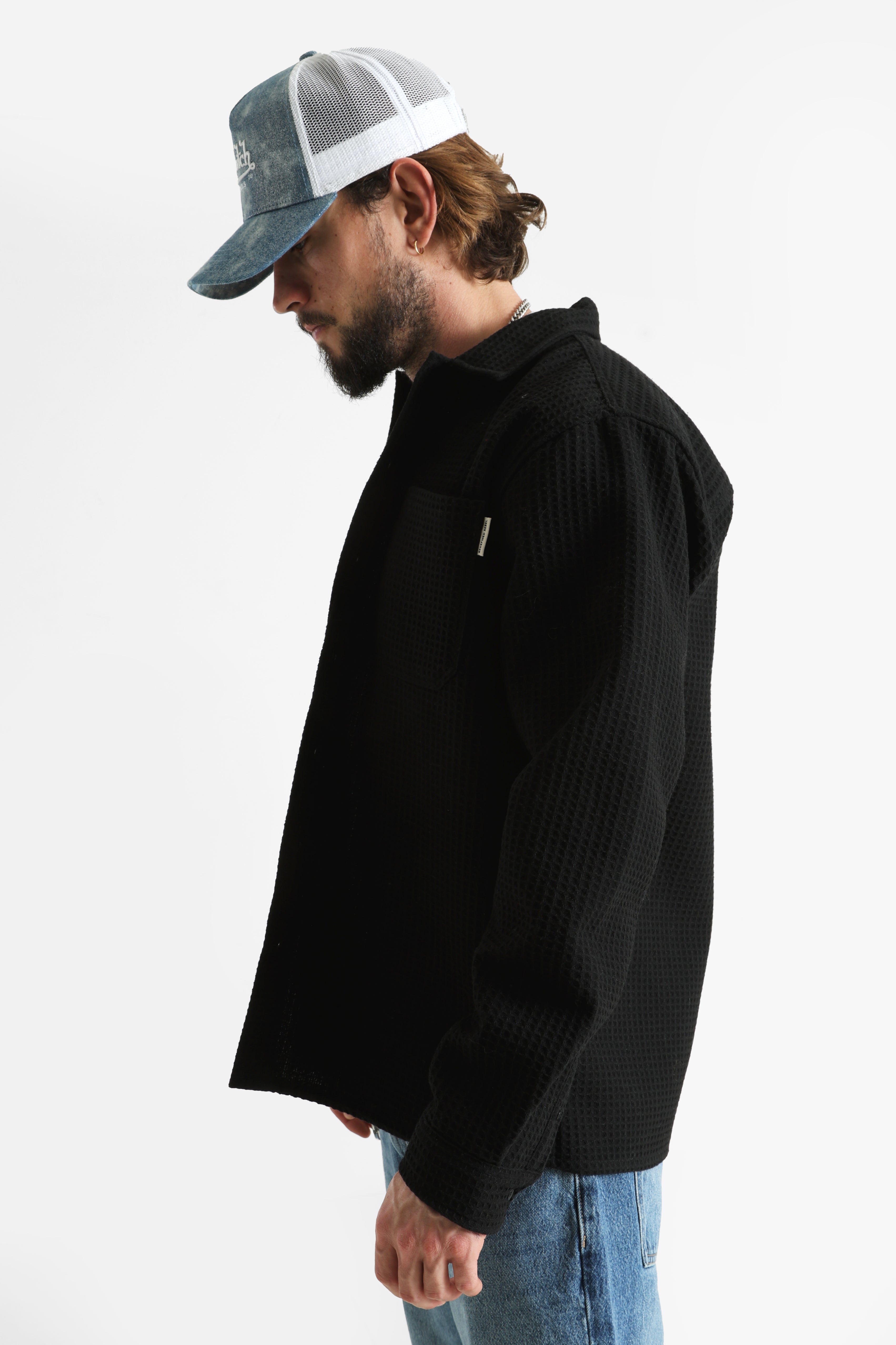 RRCHEN Overshirt mit Waffelstruktur - Black