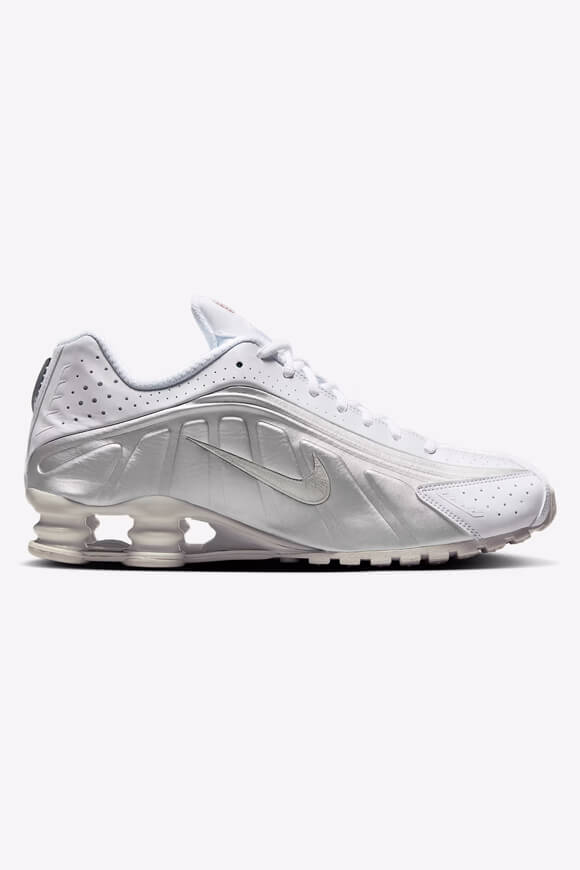 Shox R4 Sneaker - White + Metallic Silver