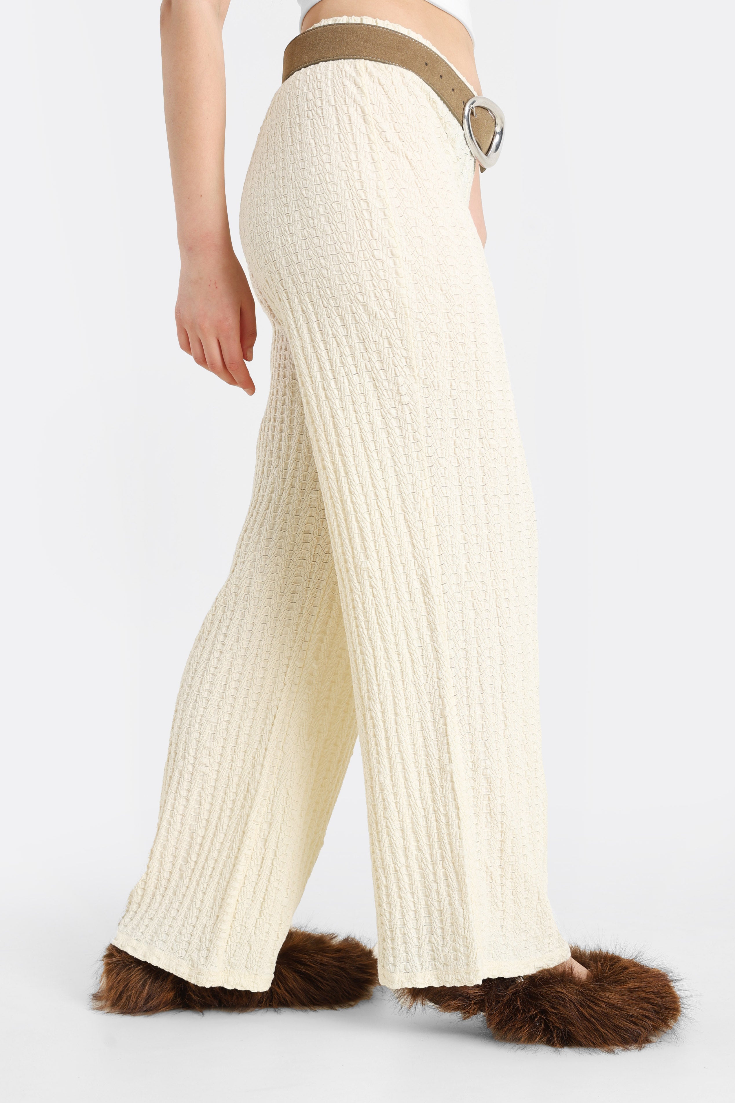 ONLELLA Strukturierte Wide Leg Hose - Birch