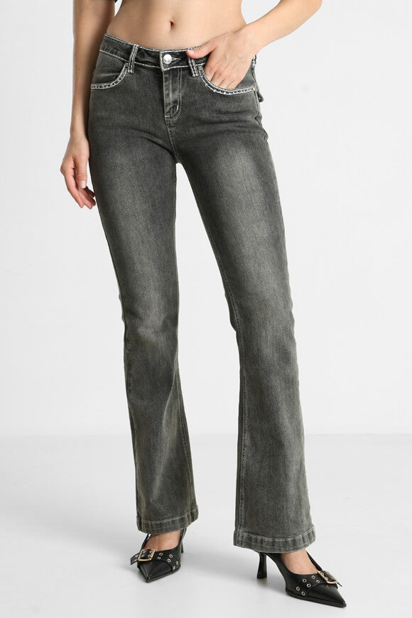 Flare Jeans - Used Schwarz