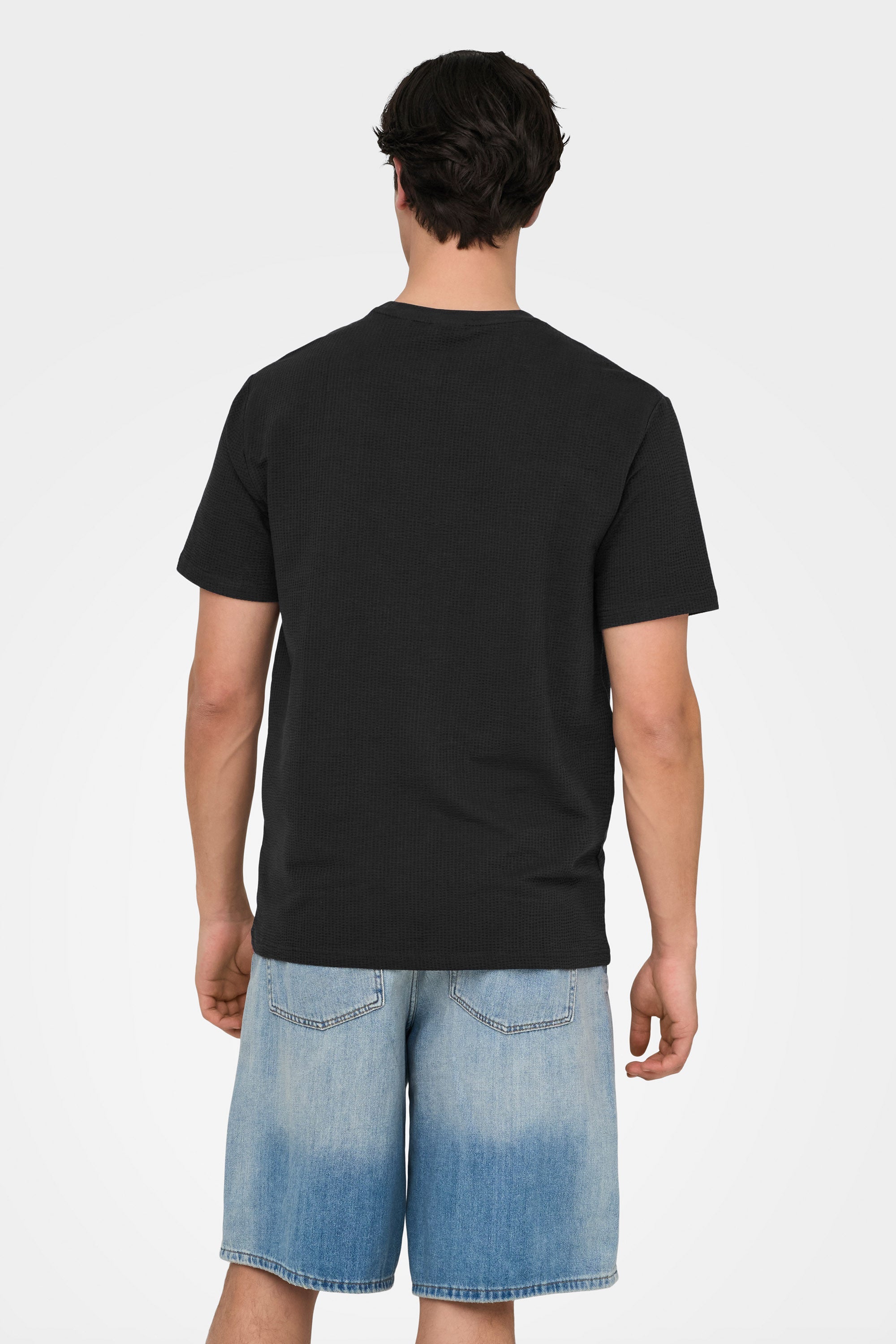 ONSKIAN T-Shirt mit Waffelstruktur - Black