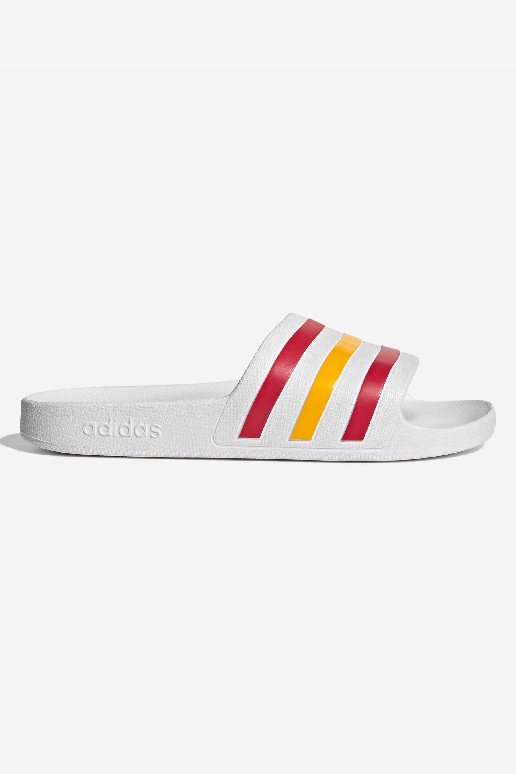 Adilette Aqua Pantoletten - Footwear White + Team Power Red + Crew Yellow