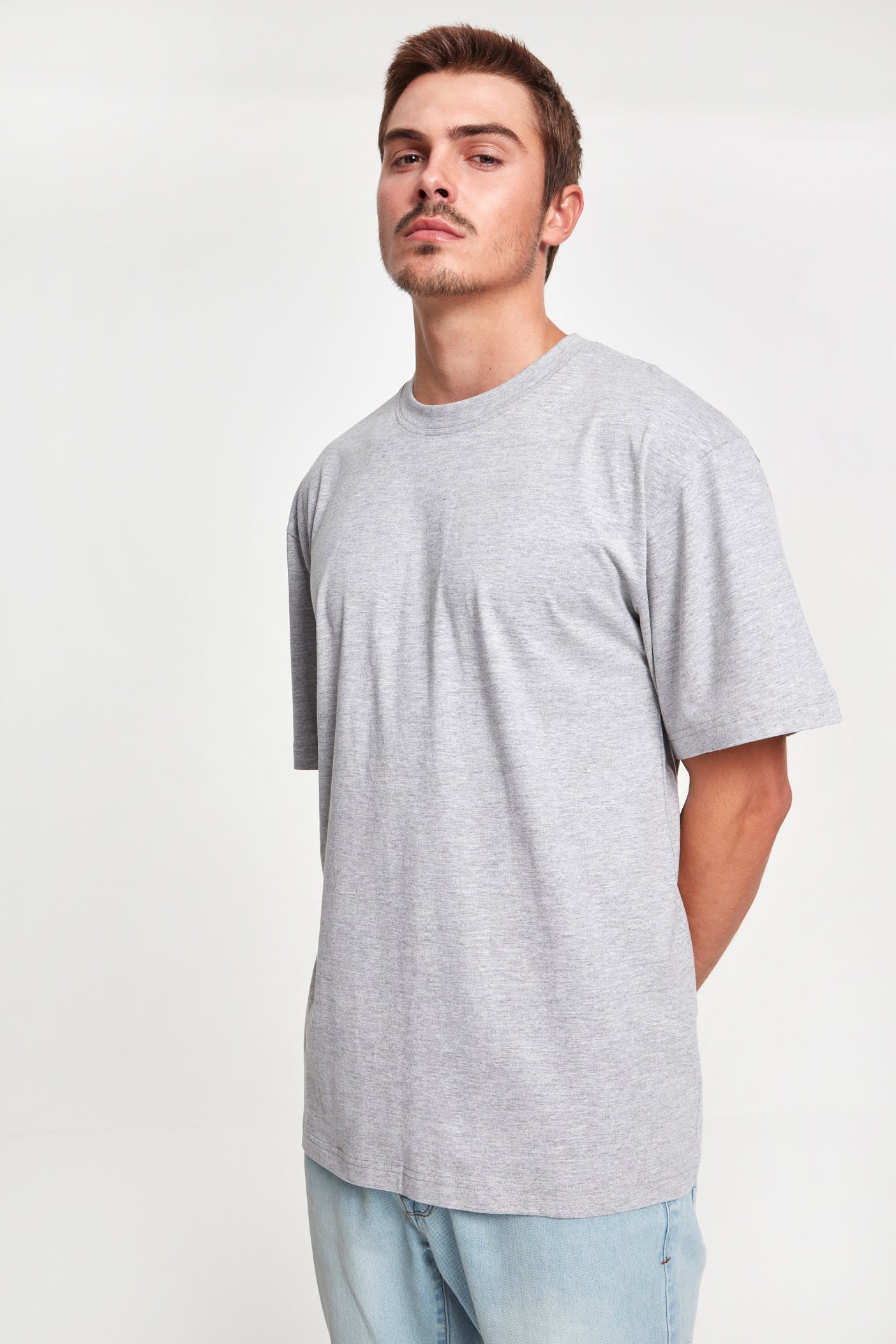 Oversize T-Shirt - Hellgrau meliert