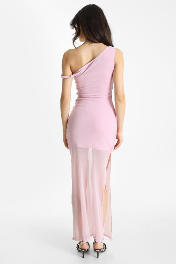 One Shoulder Glitzer Maxikleid - Hell Pink