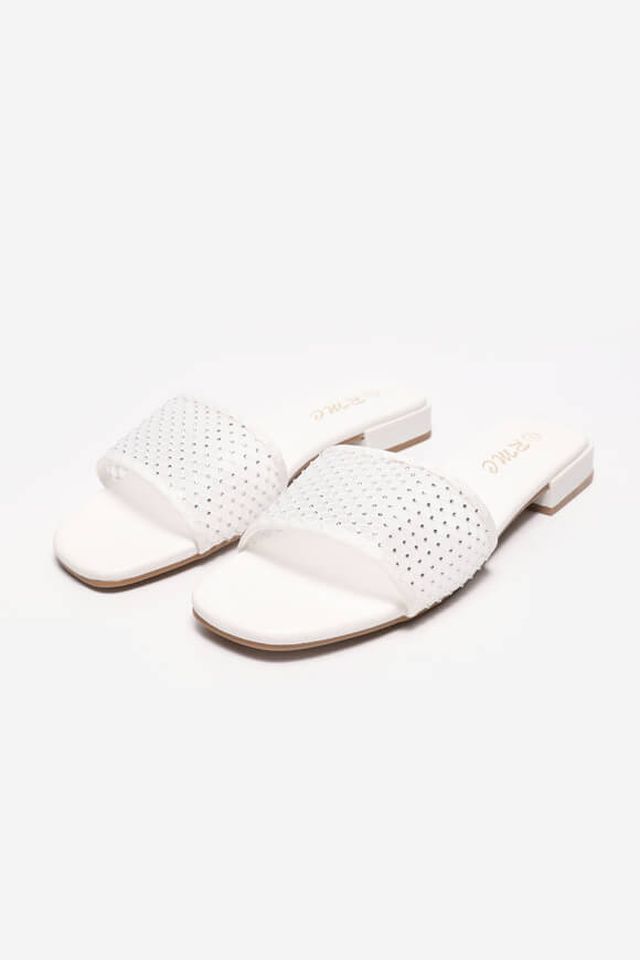 Pantoletten mit Strass - White