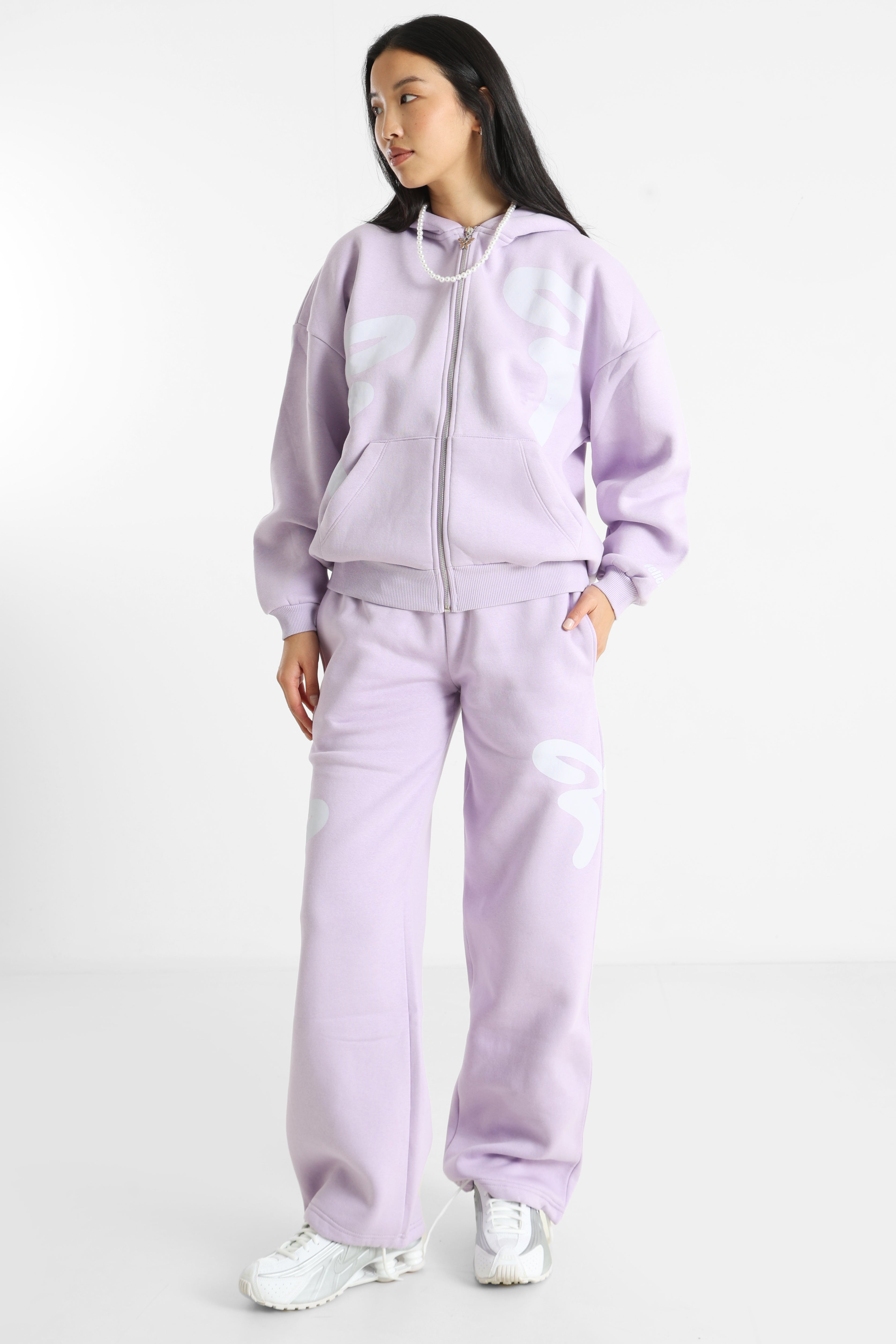 Oversize Kapuzensweatjacke - Bright Lavende