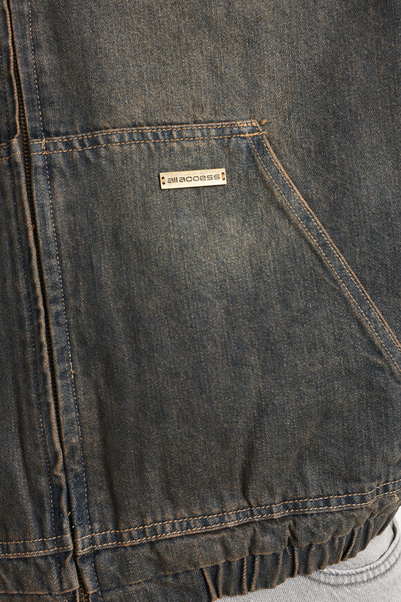 Gefütterte Jeansjacke - Schwarz/Braun