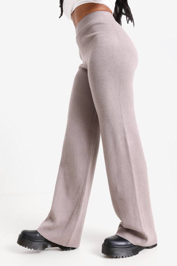 Wide Leg Strickhose - Taupe