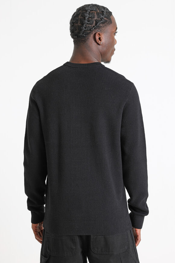 Gerippter Strickpullover - Black