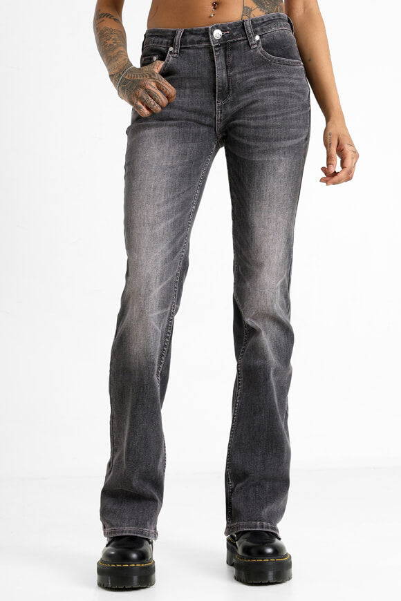 Flare Jeans - Schwarz + Rosa