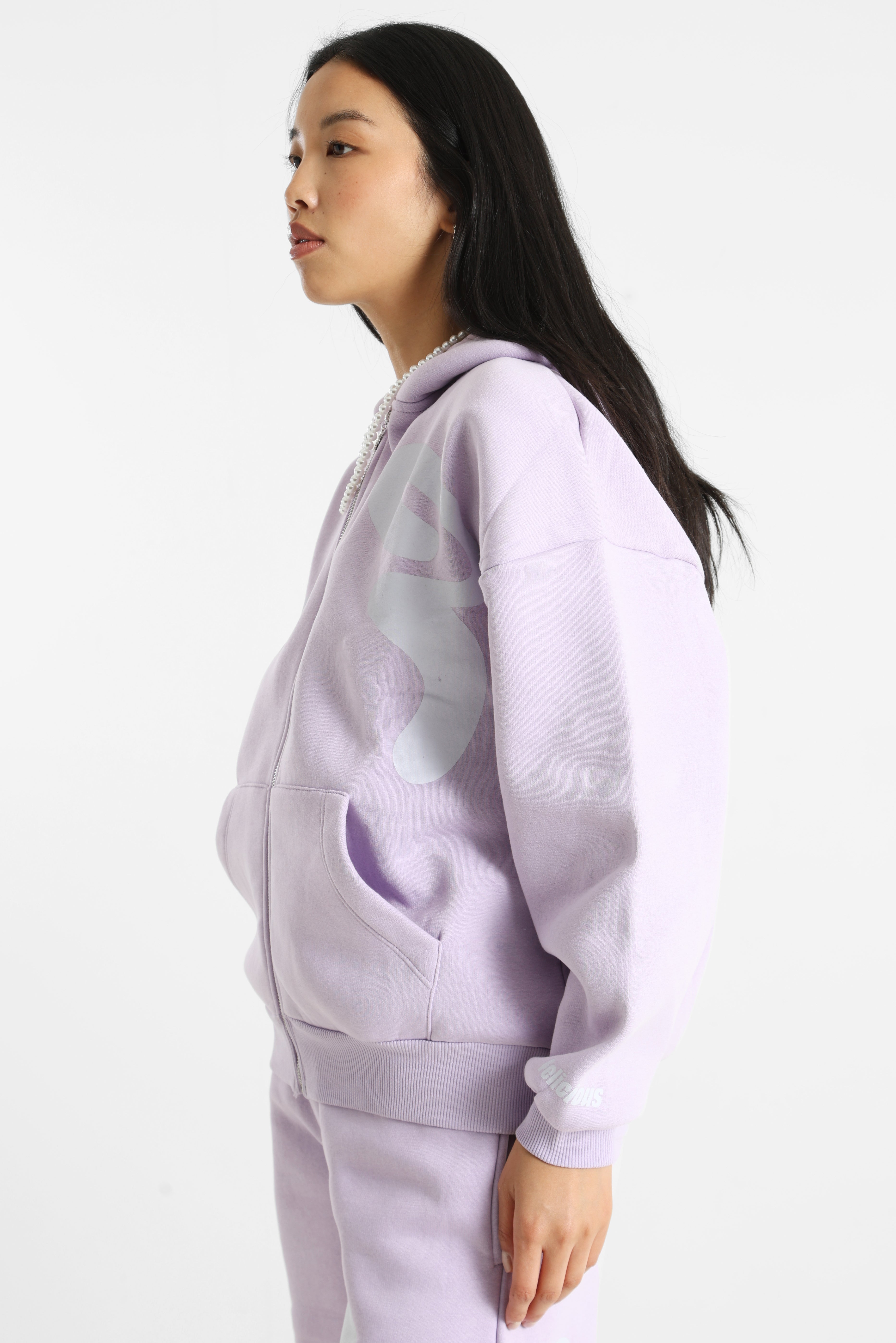 Oversize Kapuzensweatjacke - Bright Lavende