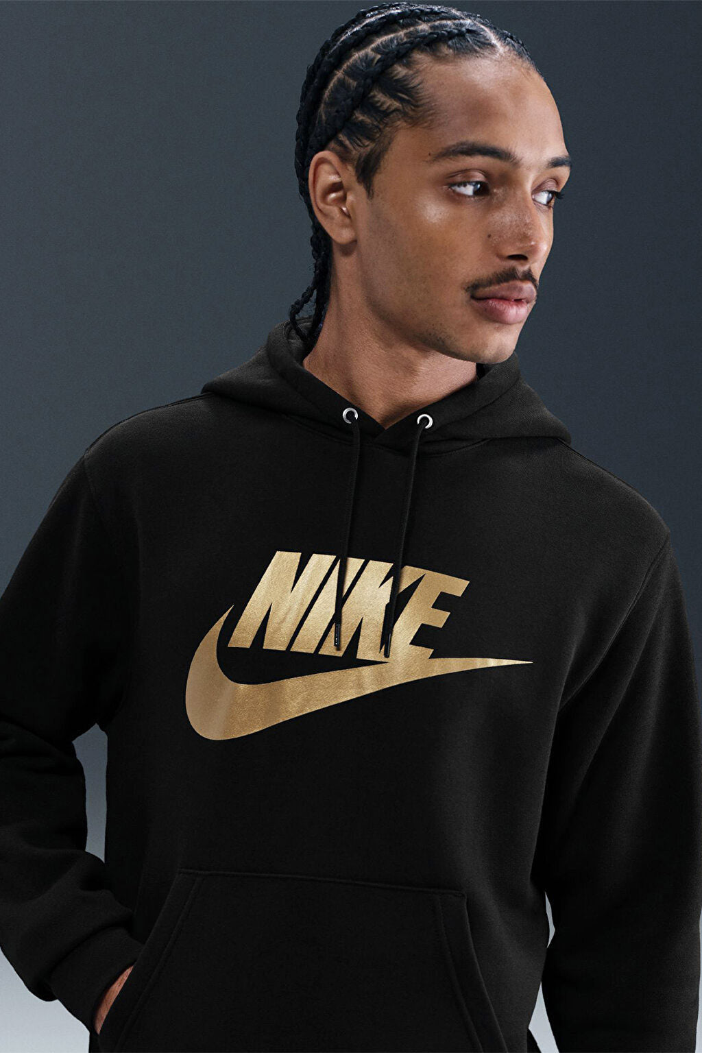 Kapuzensweatshirt - Black + Metallic Gold