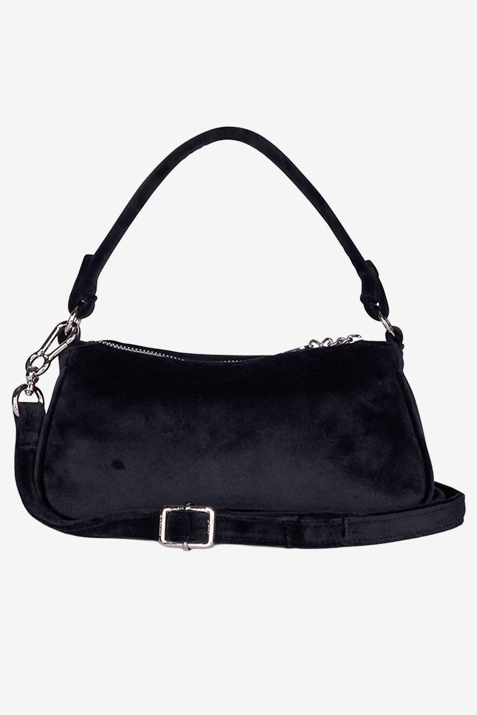 Kimberly Samt Hand- / Umhängetasche - Black