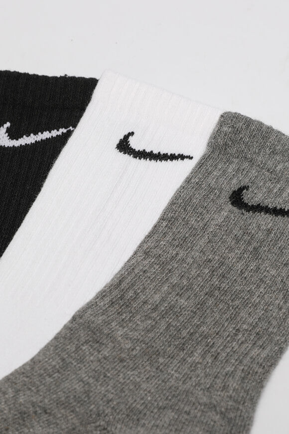 Dreierpack Socken - Schwarz + Weiss + Grau meliert