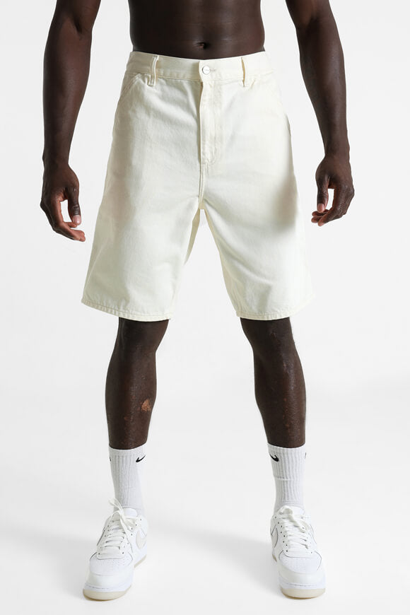 Single Knee Jeansshorts - White Rinsed