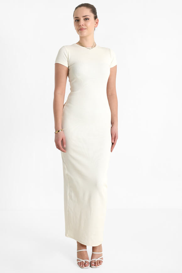 Geripptes Maxikleid - Creme