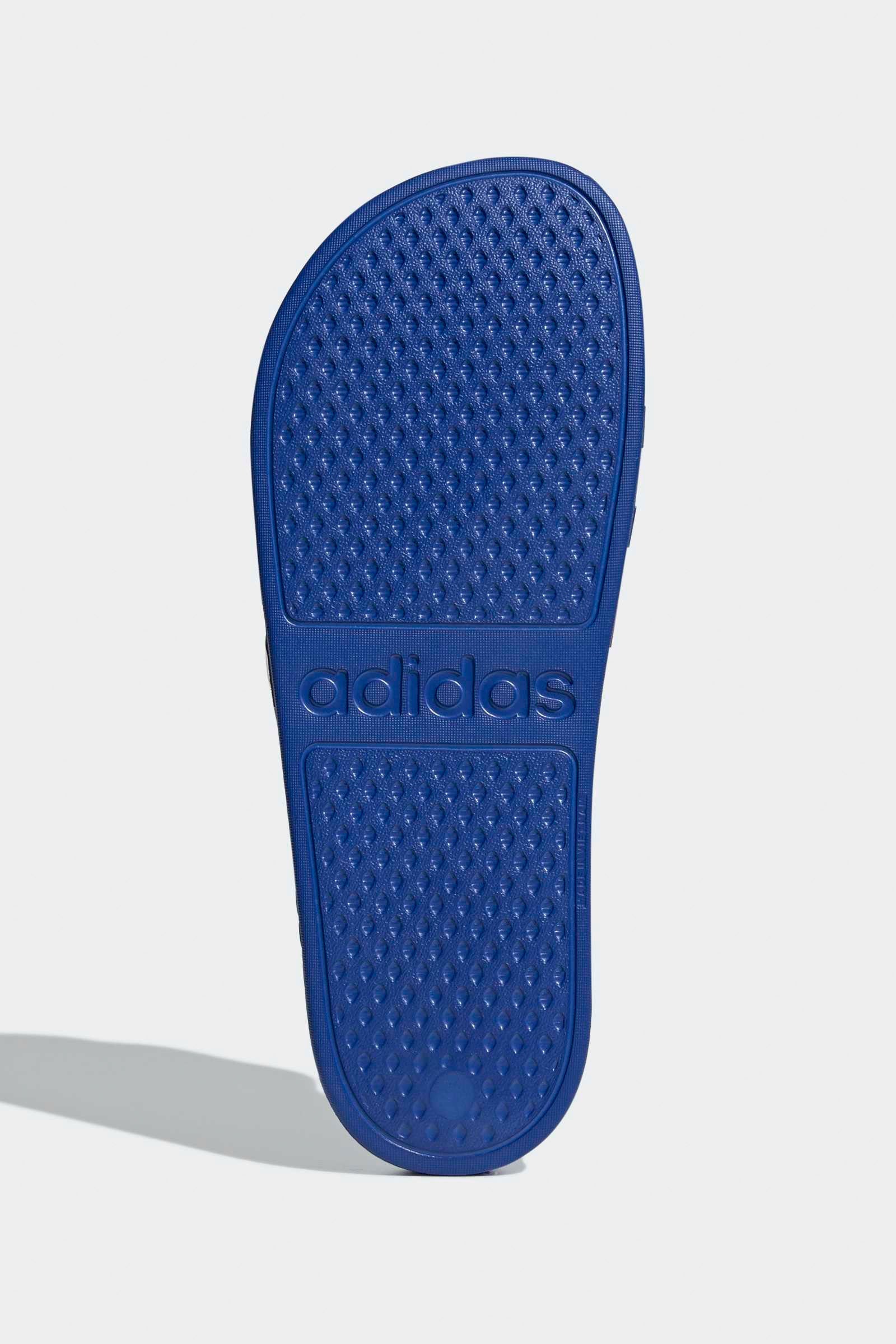 Adilette Aqua Pantoletten - Bold Blue + Green + Footwear White
