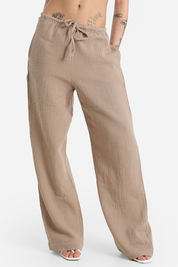 Wide Leg Musselin-Hose - Taupe