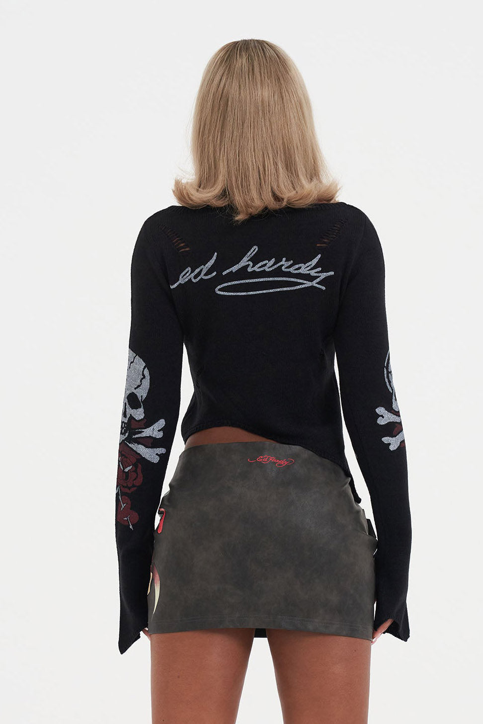 Skull and Roses Strickpullover - Black