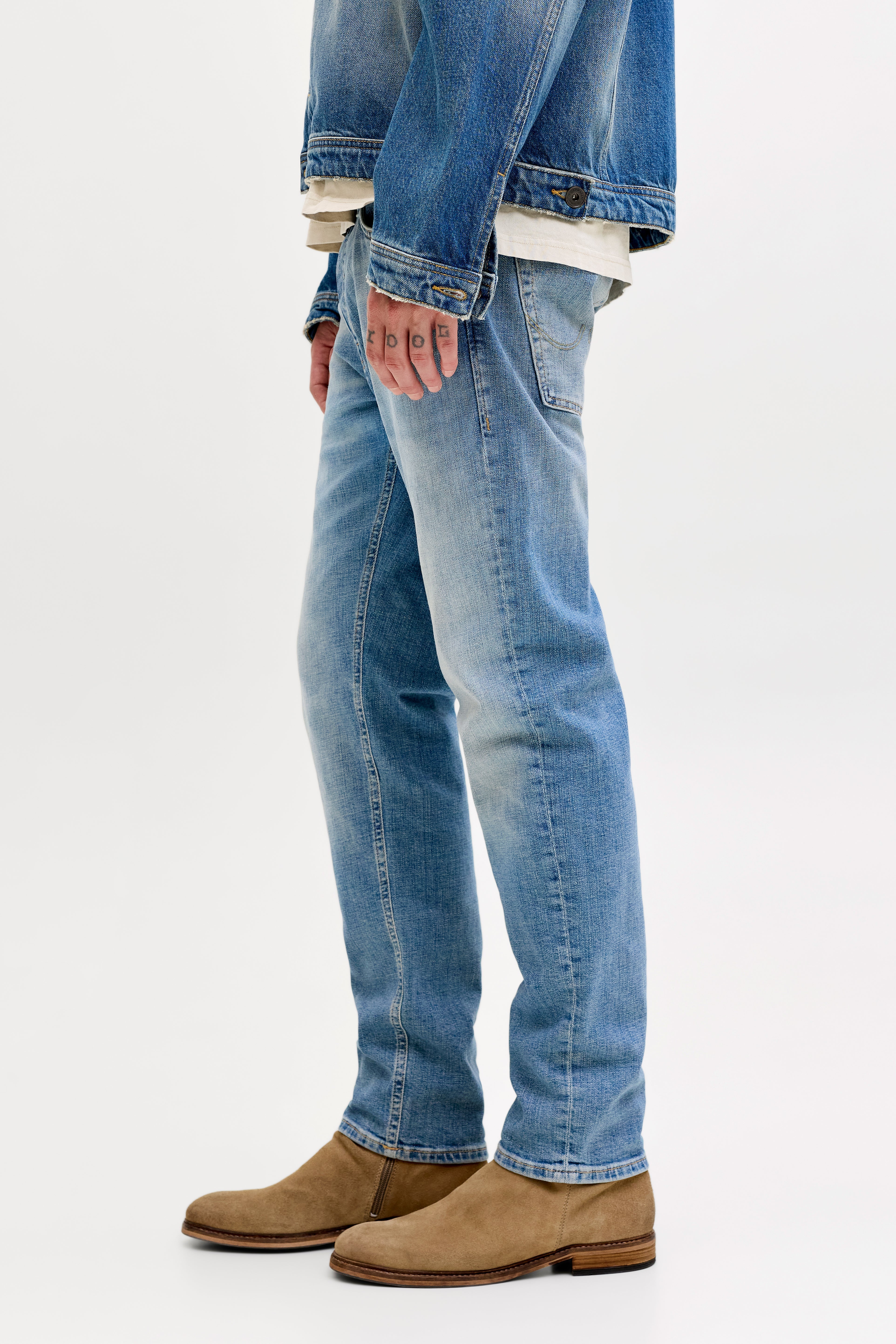 JJIMIKE JJORGINAL Tapered Fit Jeans L32 - Blue Denim