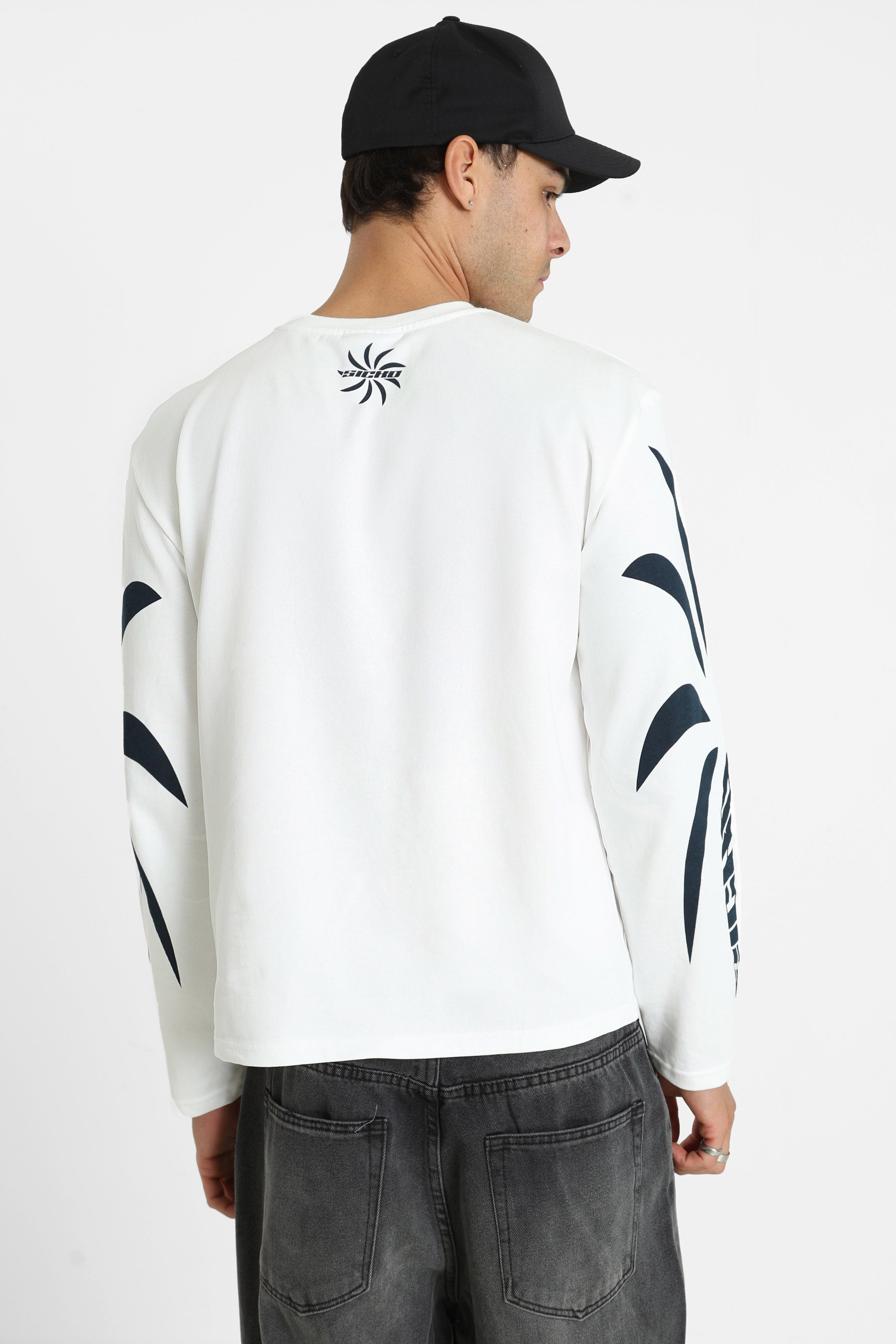Langarmshirt - Offwhite + Schwarz