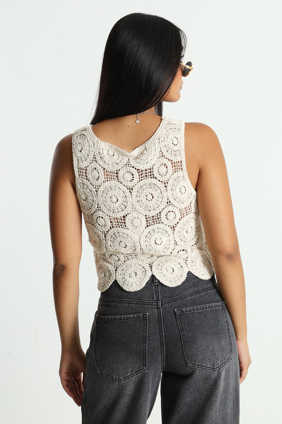 Häkel Crop Top - Light Beige
