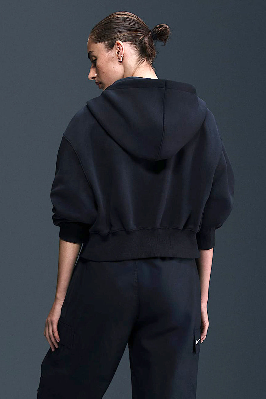 Crop Kapuzensweatjacke - Black