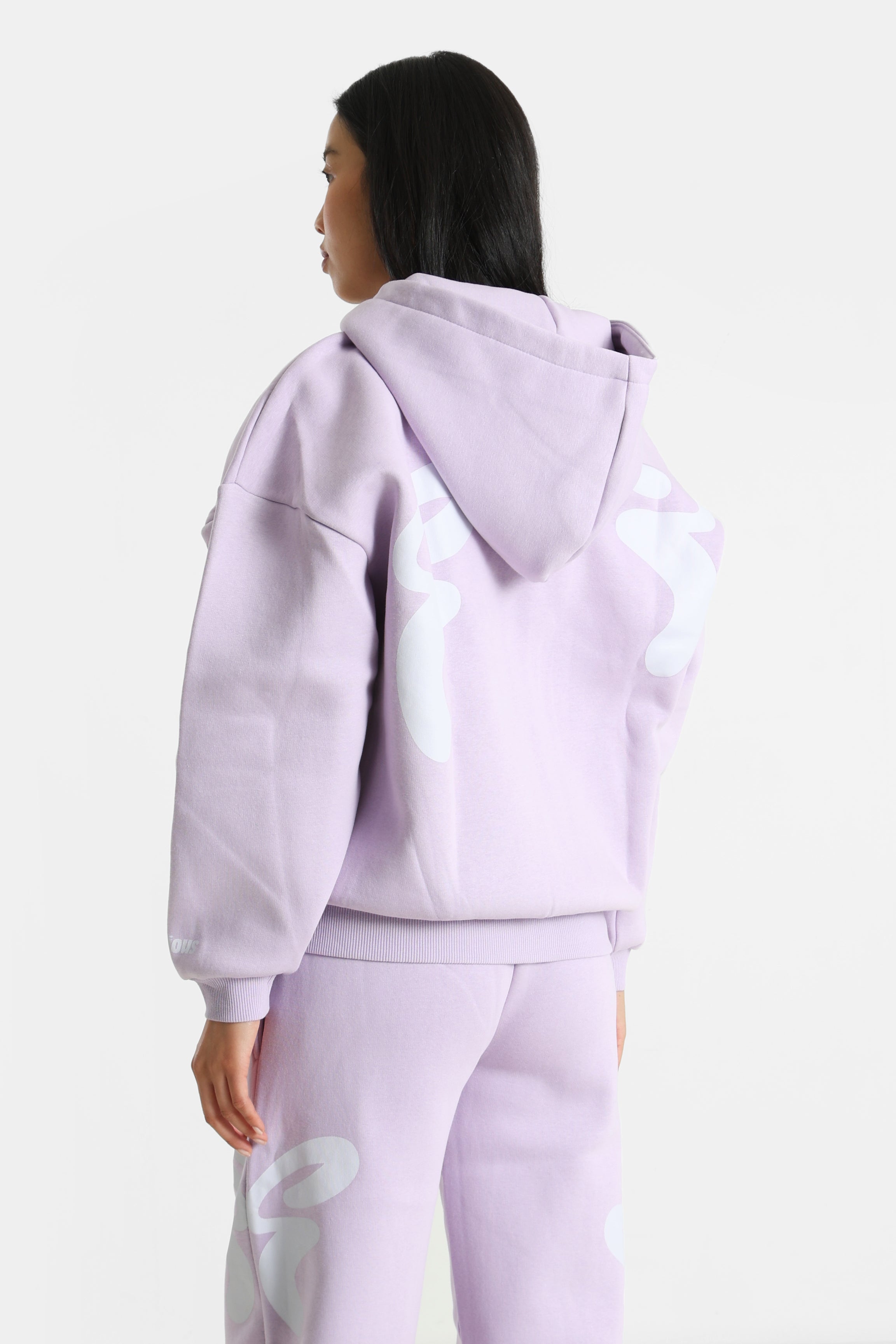 Oversize Kapuzensweatjacke - Bright Lavende