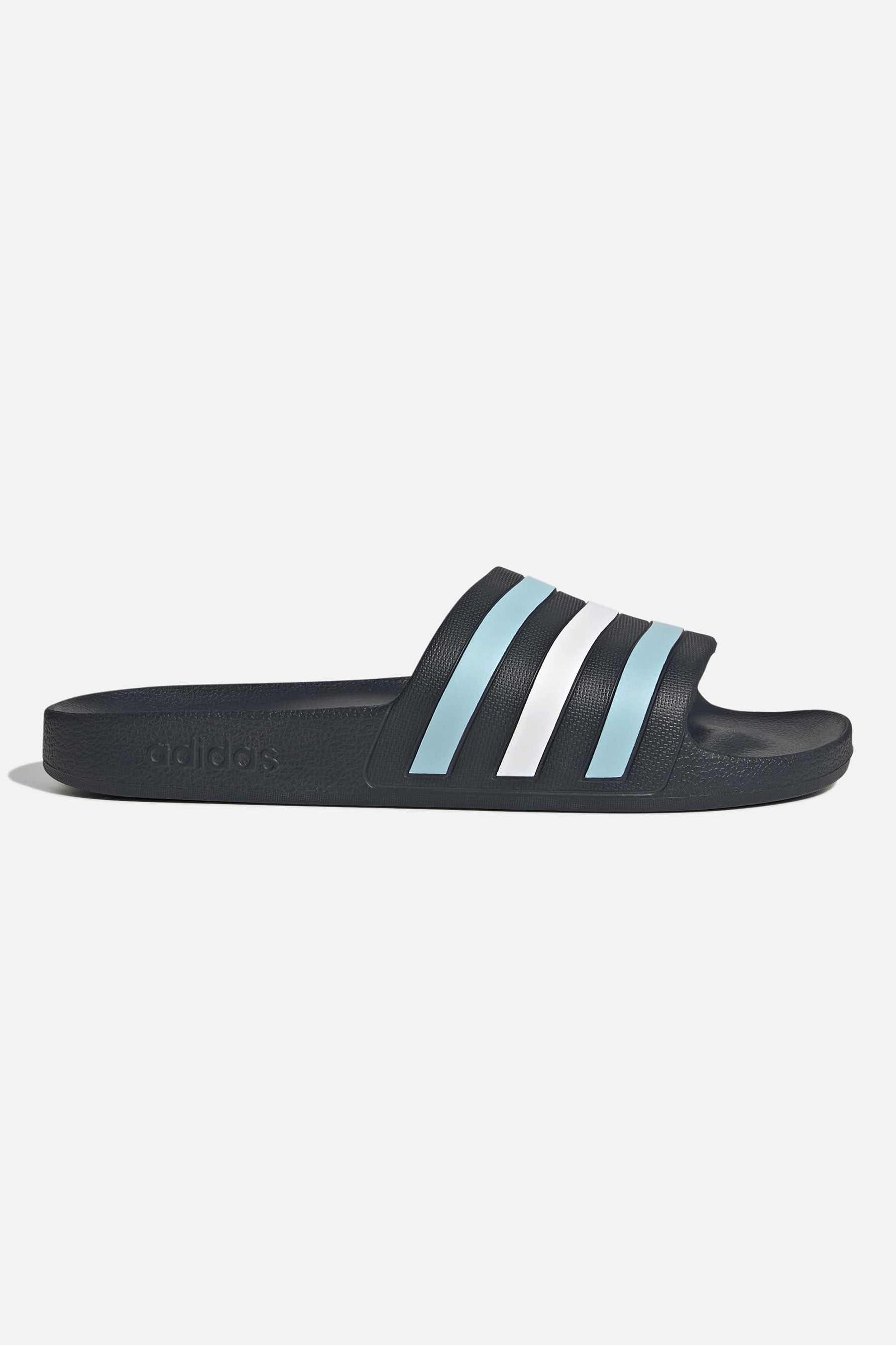 Adilette Aqua Pantoletten - Night Navy + Icey Blue + Footwear White