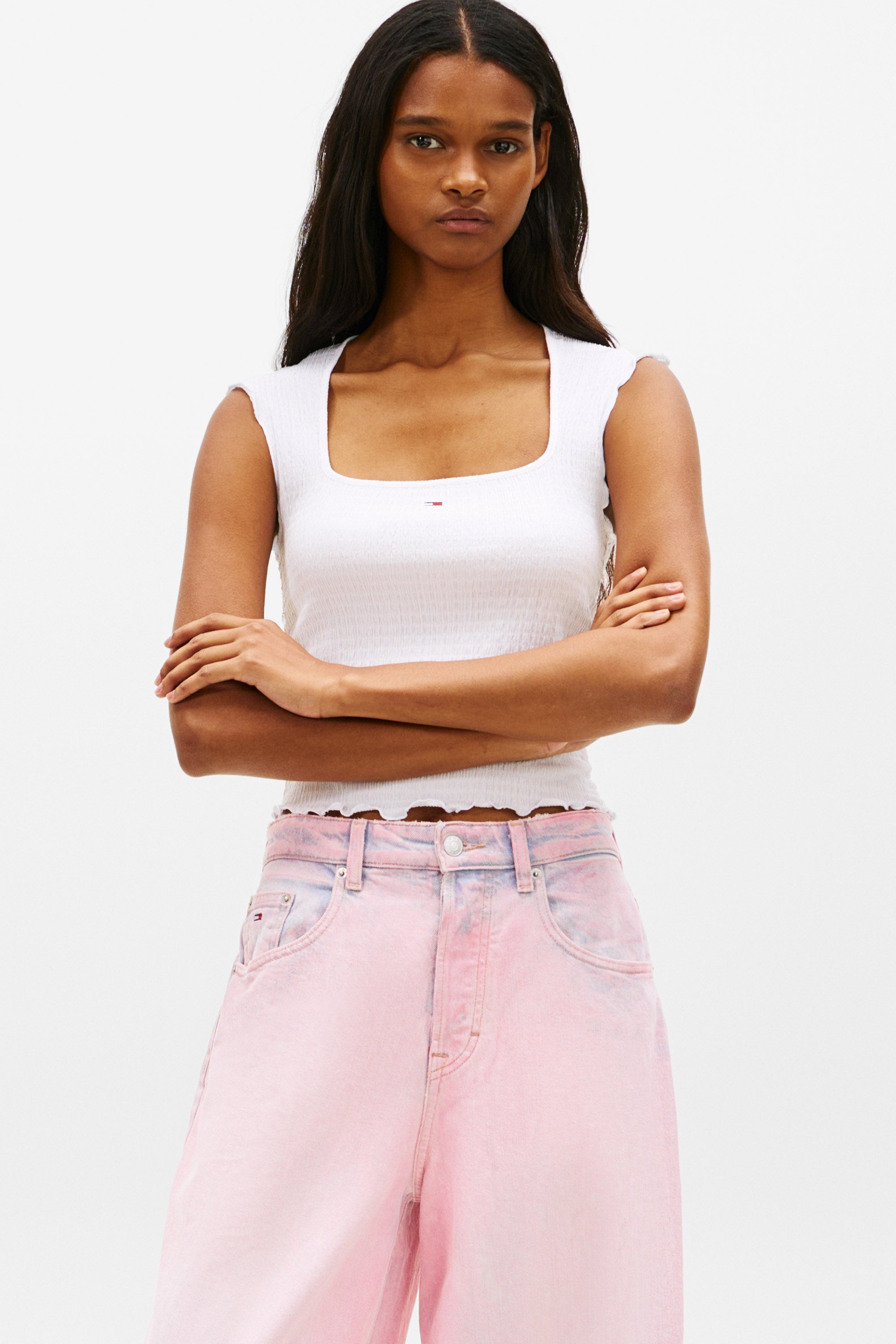 Strukturiertes Crop Top - Off White