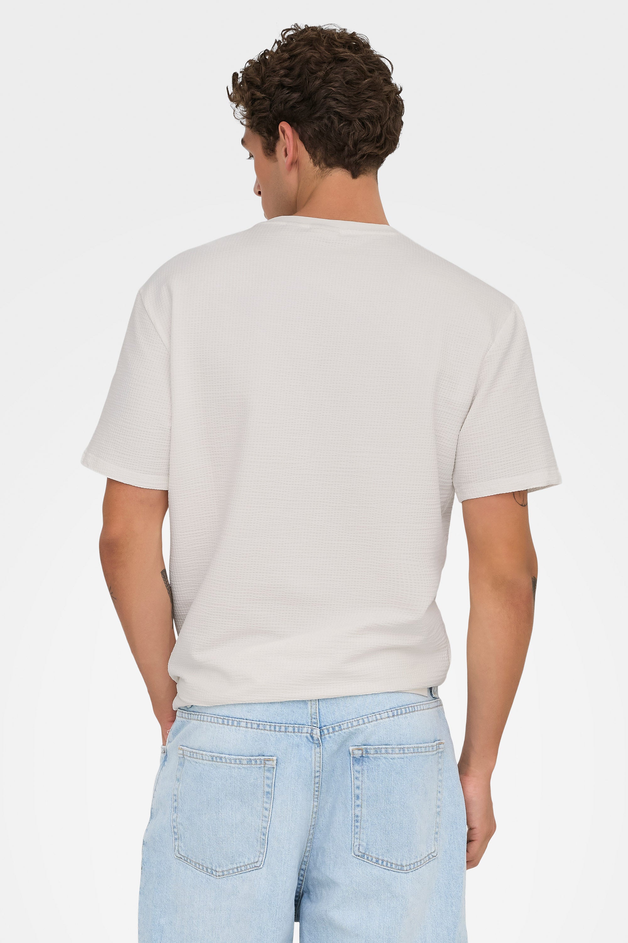 ONSKIAN T-Shirt mit Waffelstruktur - Cloud Dancer