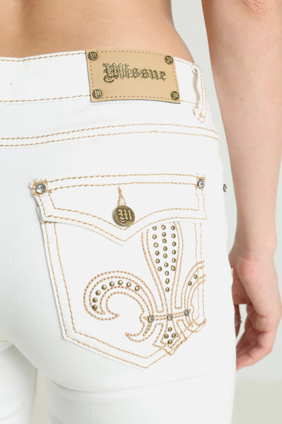 Flare Jeans - Offwhite + Beige