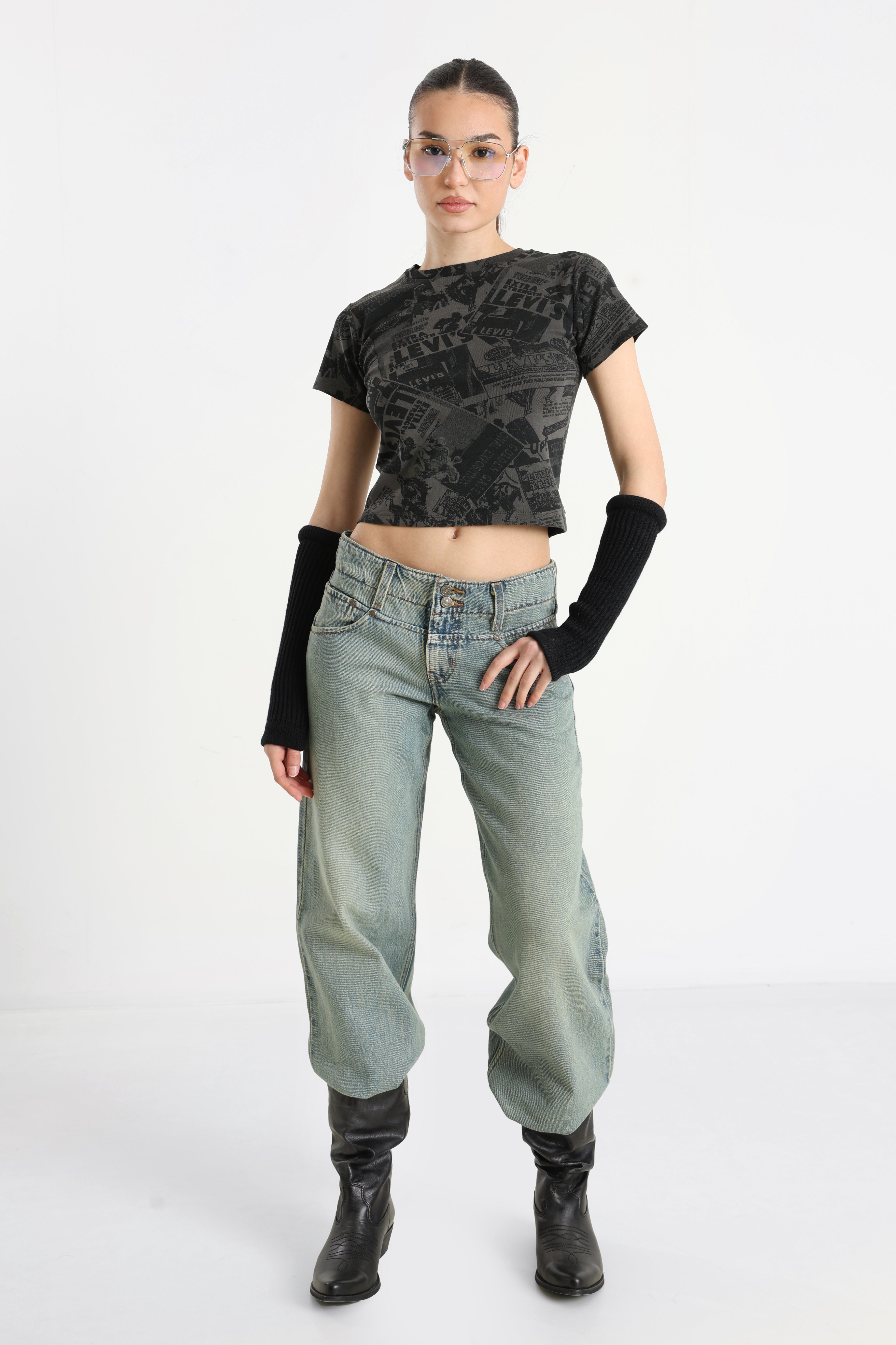 Crop T-Shirt - Anthracite + Black