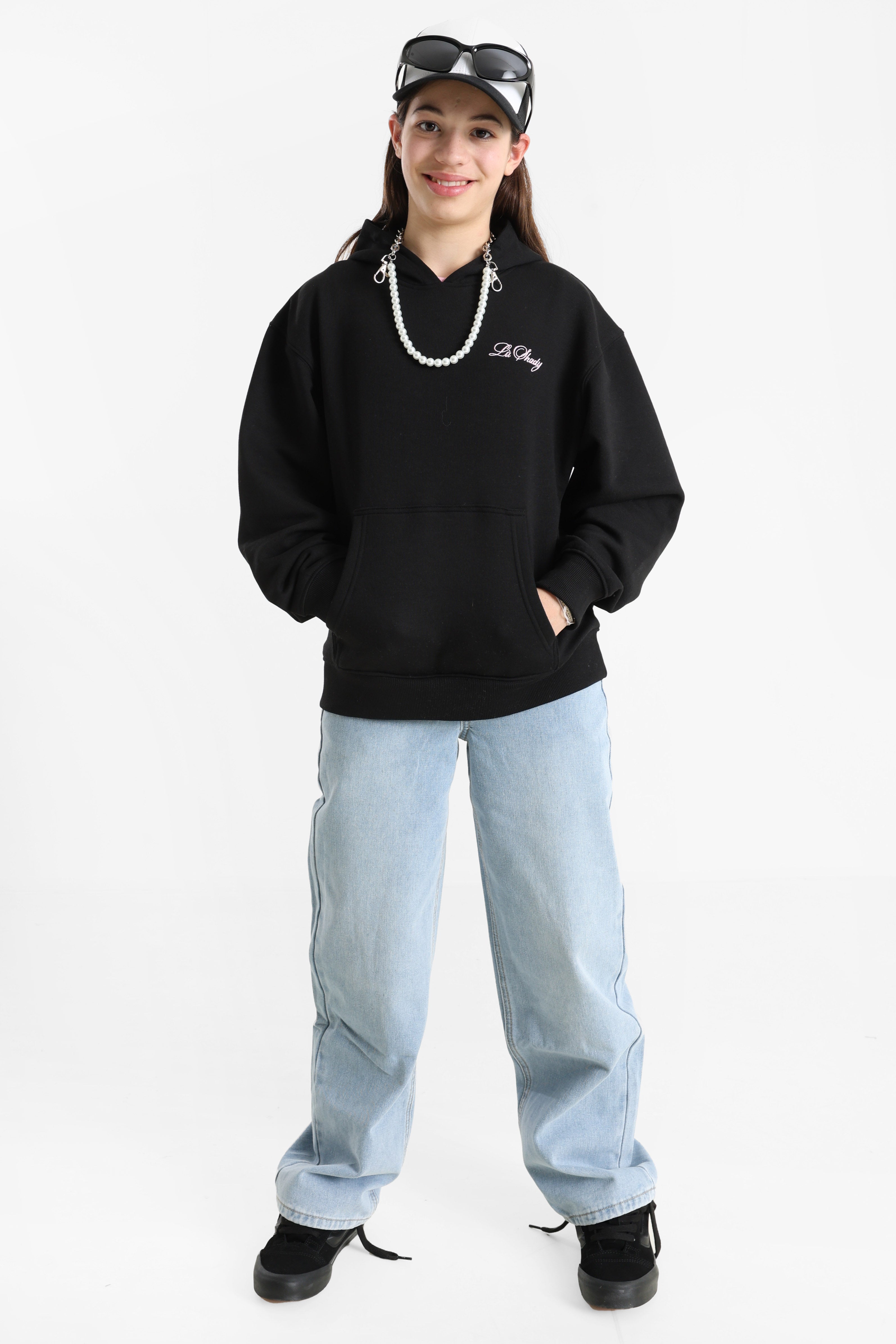 Oversize Kapuzensweatshirt - Schwarz