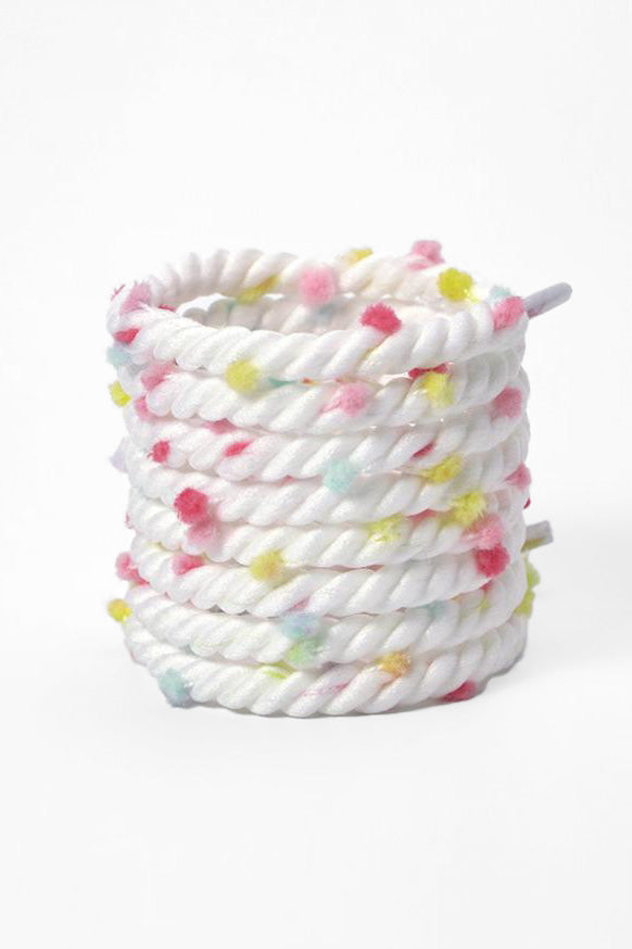 Geflochtene Schnürsenkel 150 cm - White + Multicolor