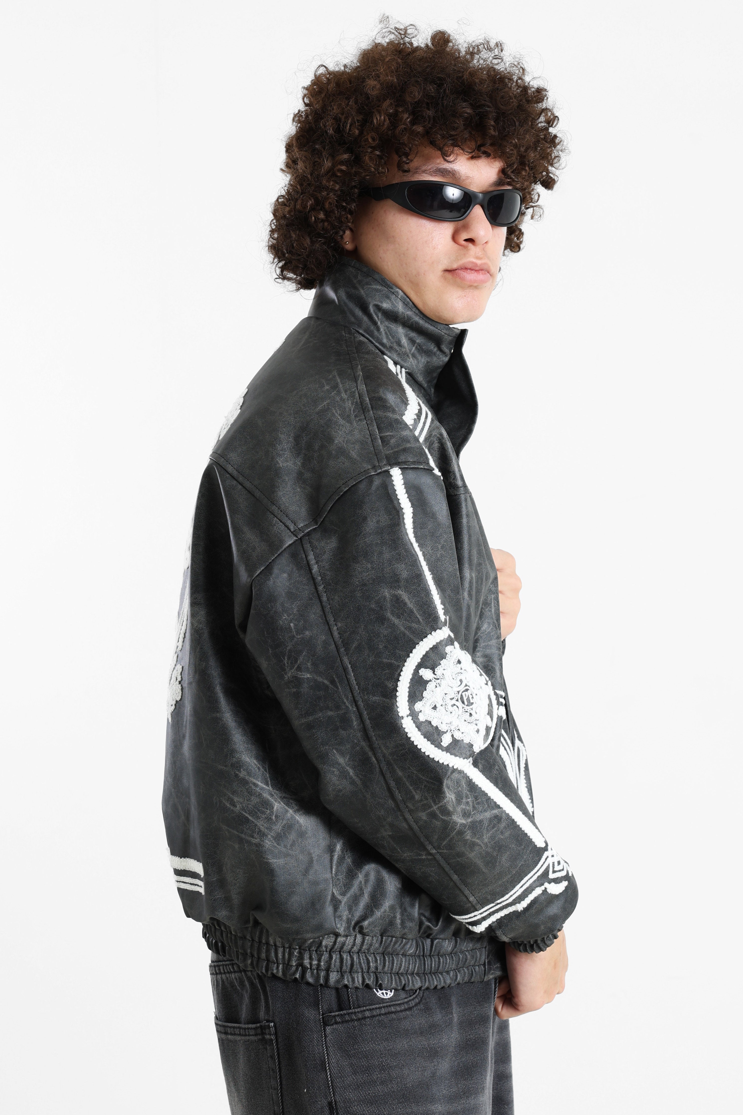 Kunstlederjacke - Black Washed