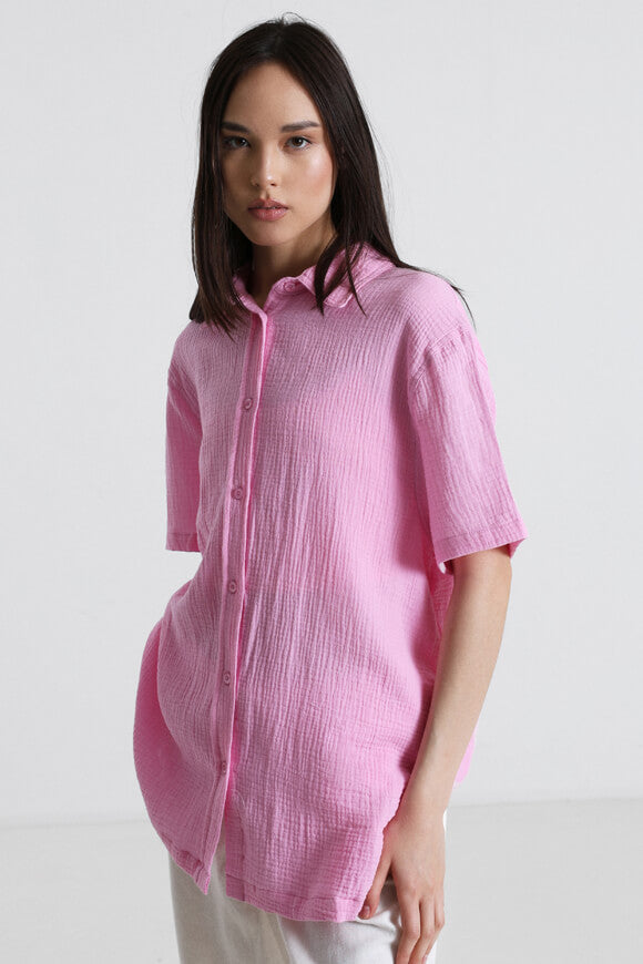Musselin Oversize Hemd - Rosa