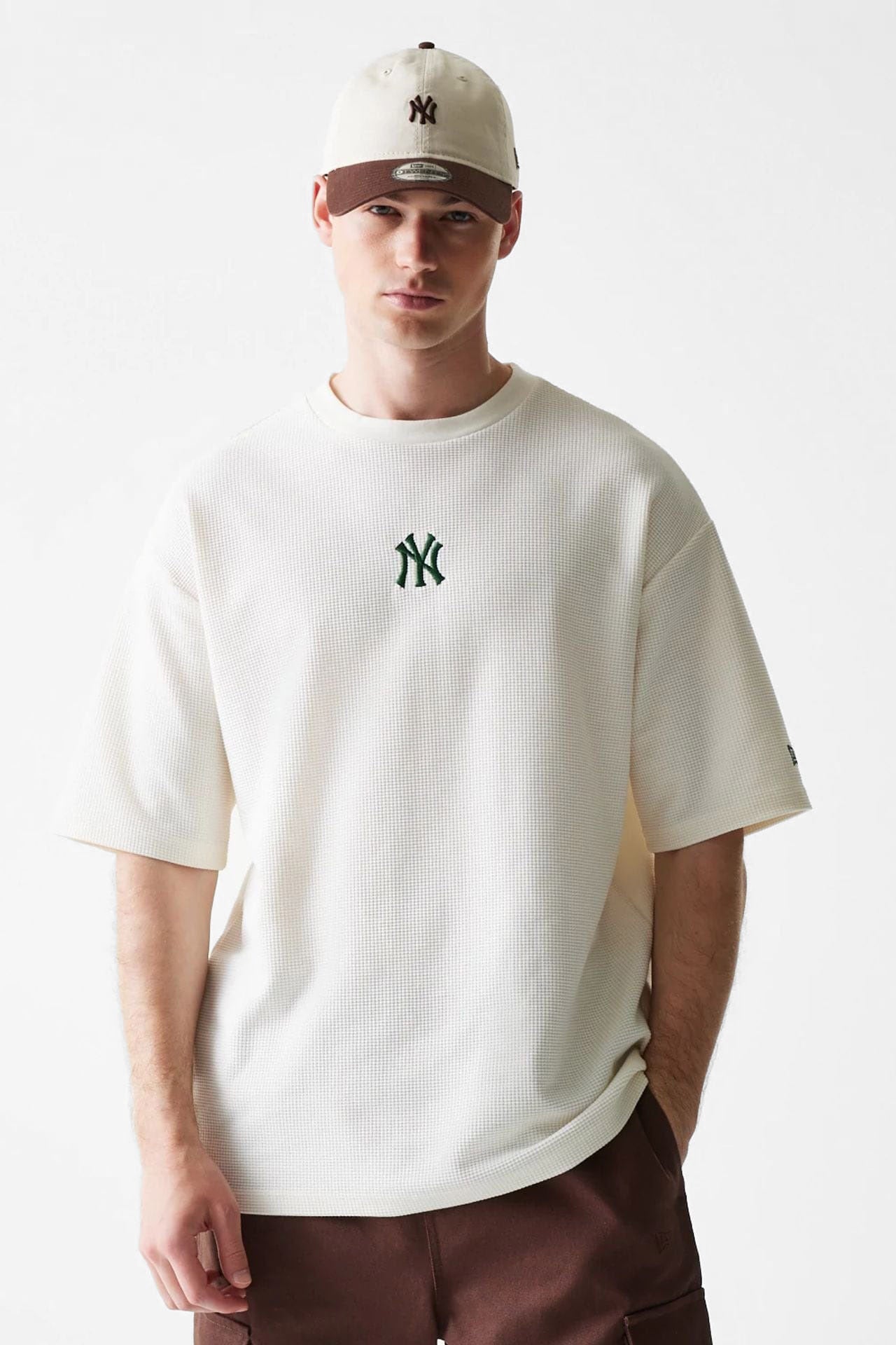 T-Shirt mit Waffelstruktur - Off White