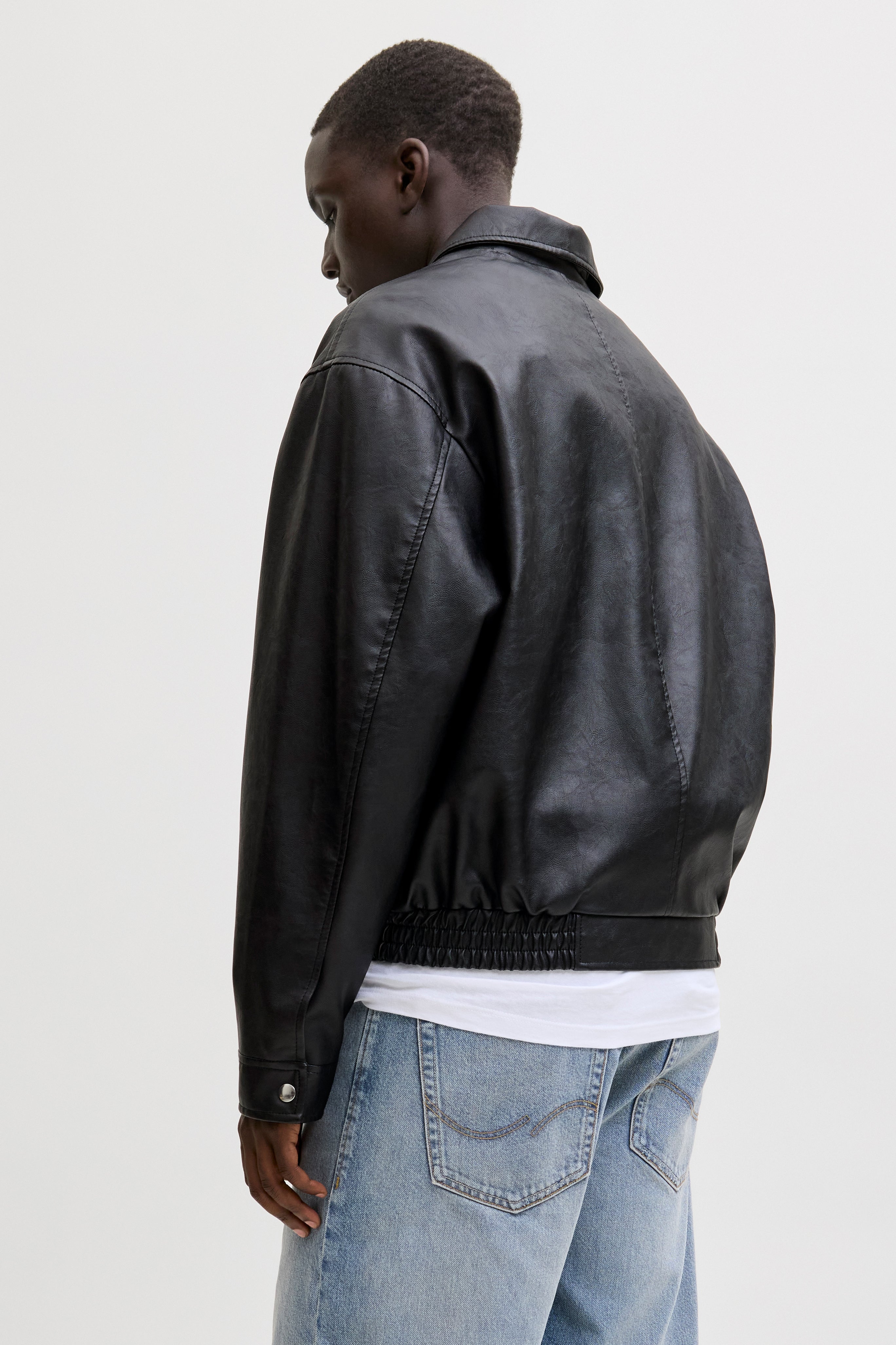 JJLEON Bomber Kunstlederjacke - Black