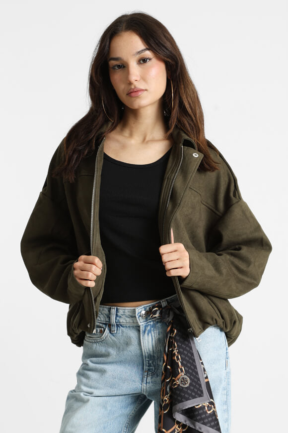 Kunstwildleder Jacke - Khaki