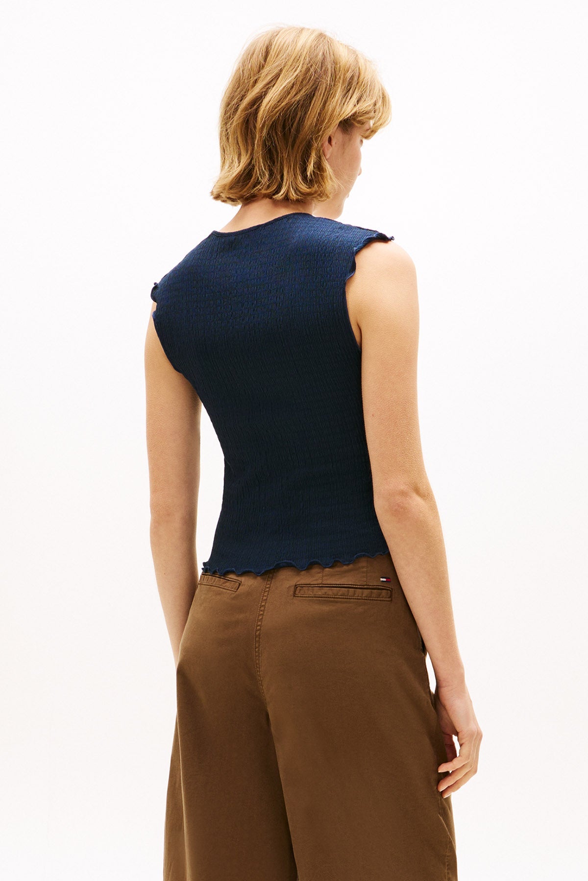 Strukturiertes Crop Top - Dark Navy Night