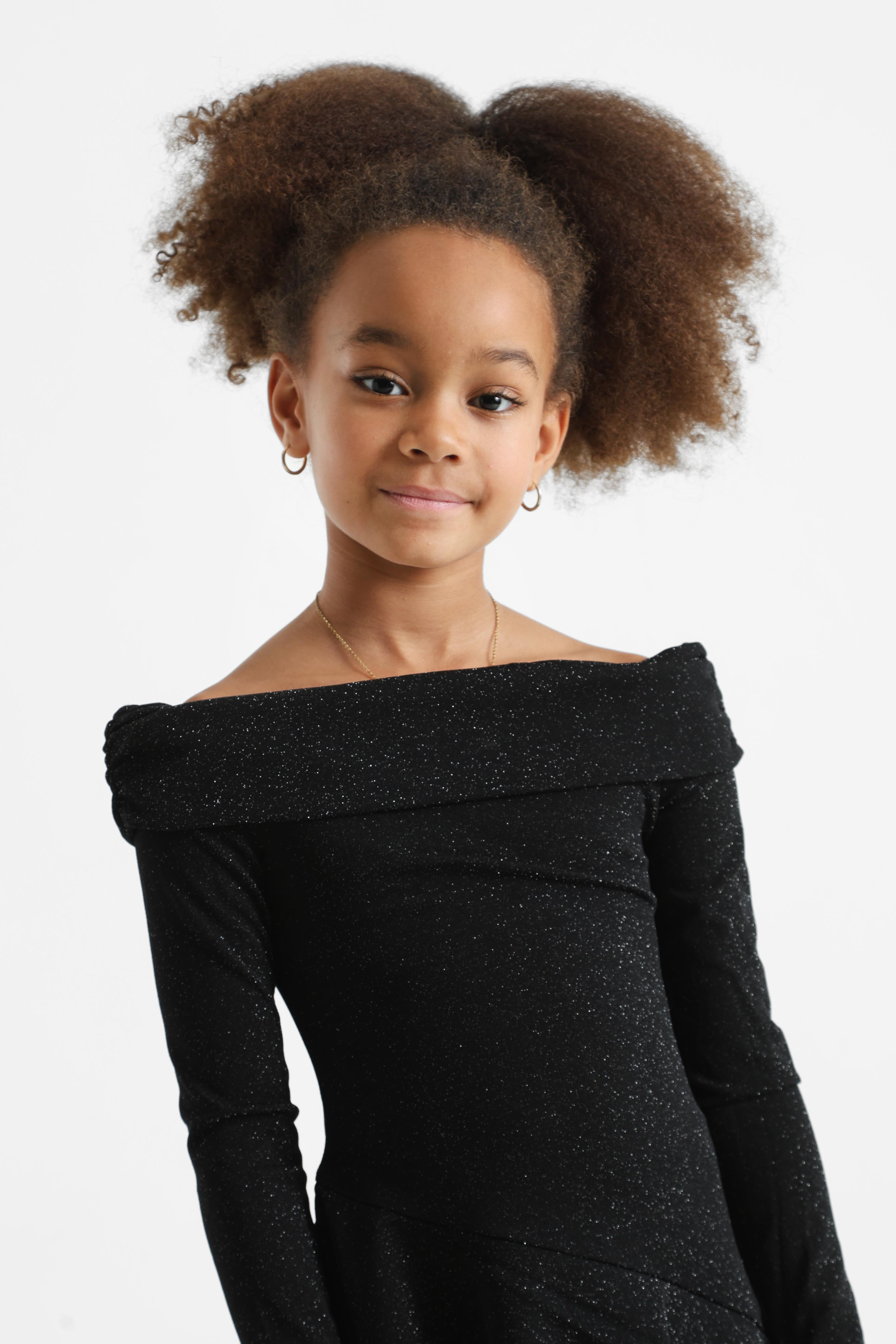 Glitzer Off Shoulder Minikleid - Schwarz + Silber