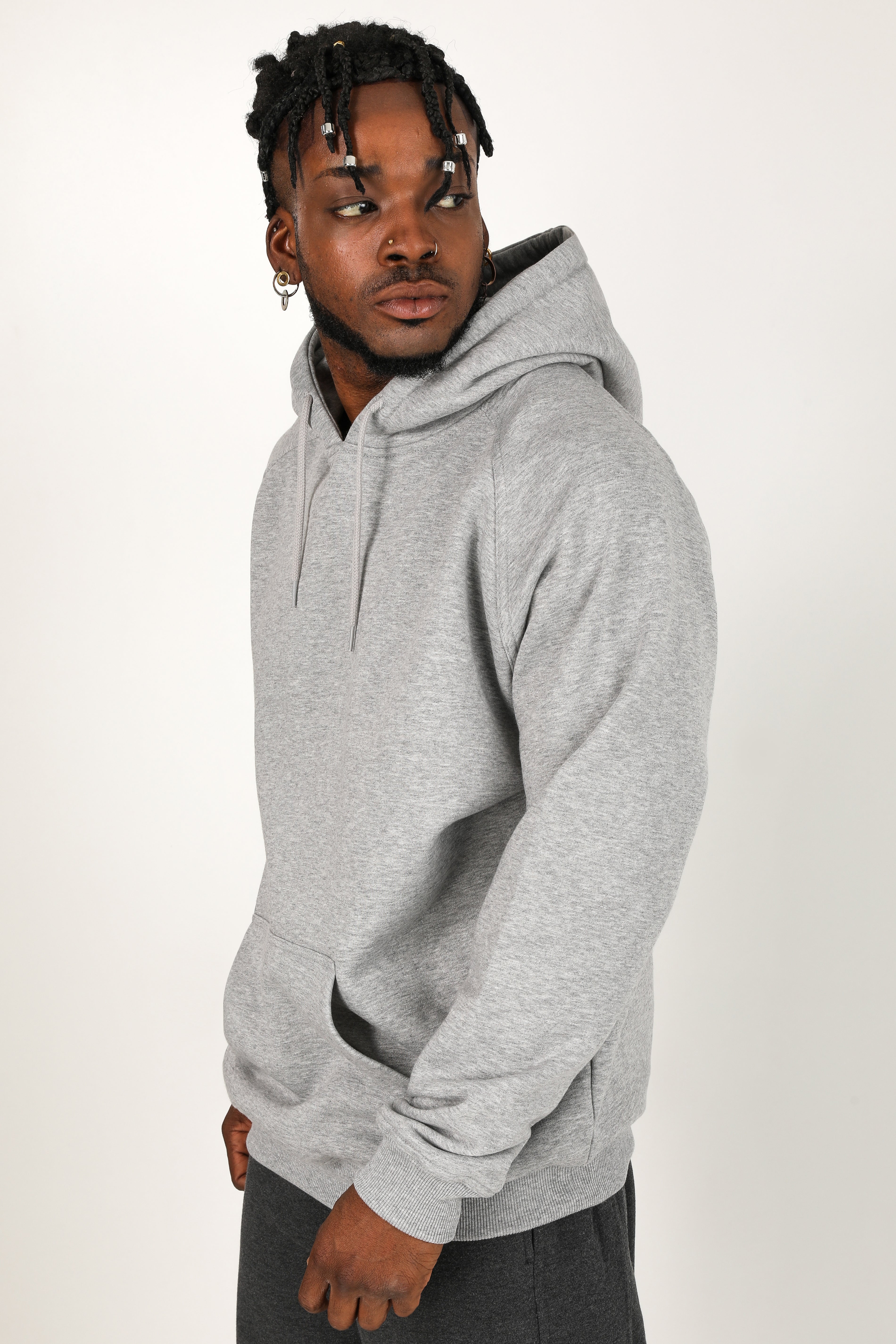 Oversize Kapuzensweatshirt - Hellgrau meliert