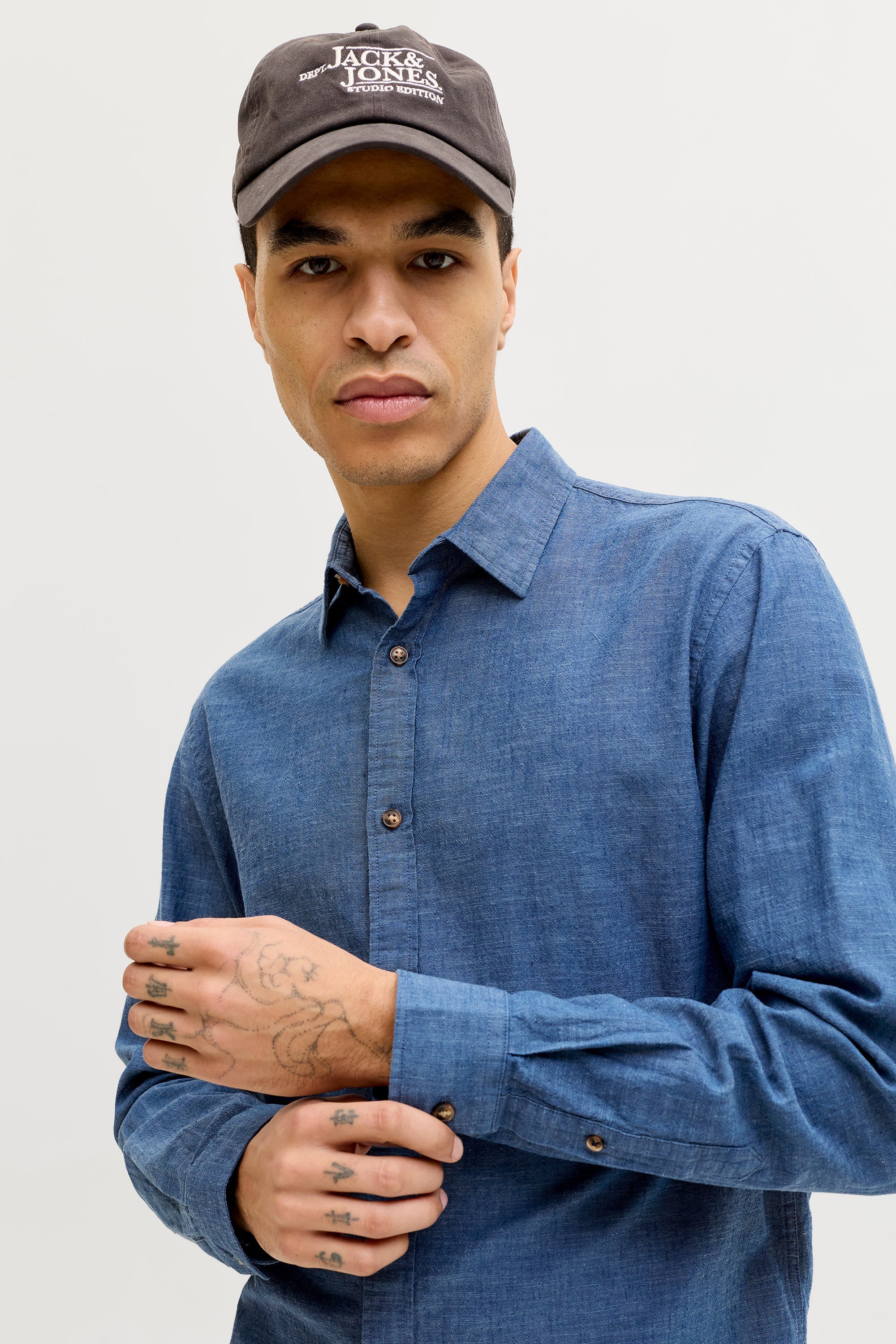 JJESUMMER Leinenhemd - Navy Blazer