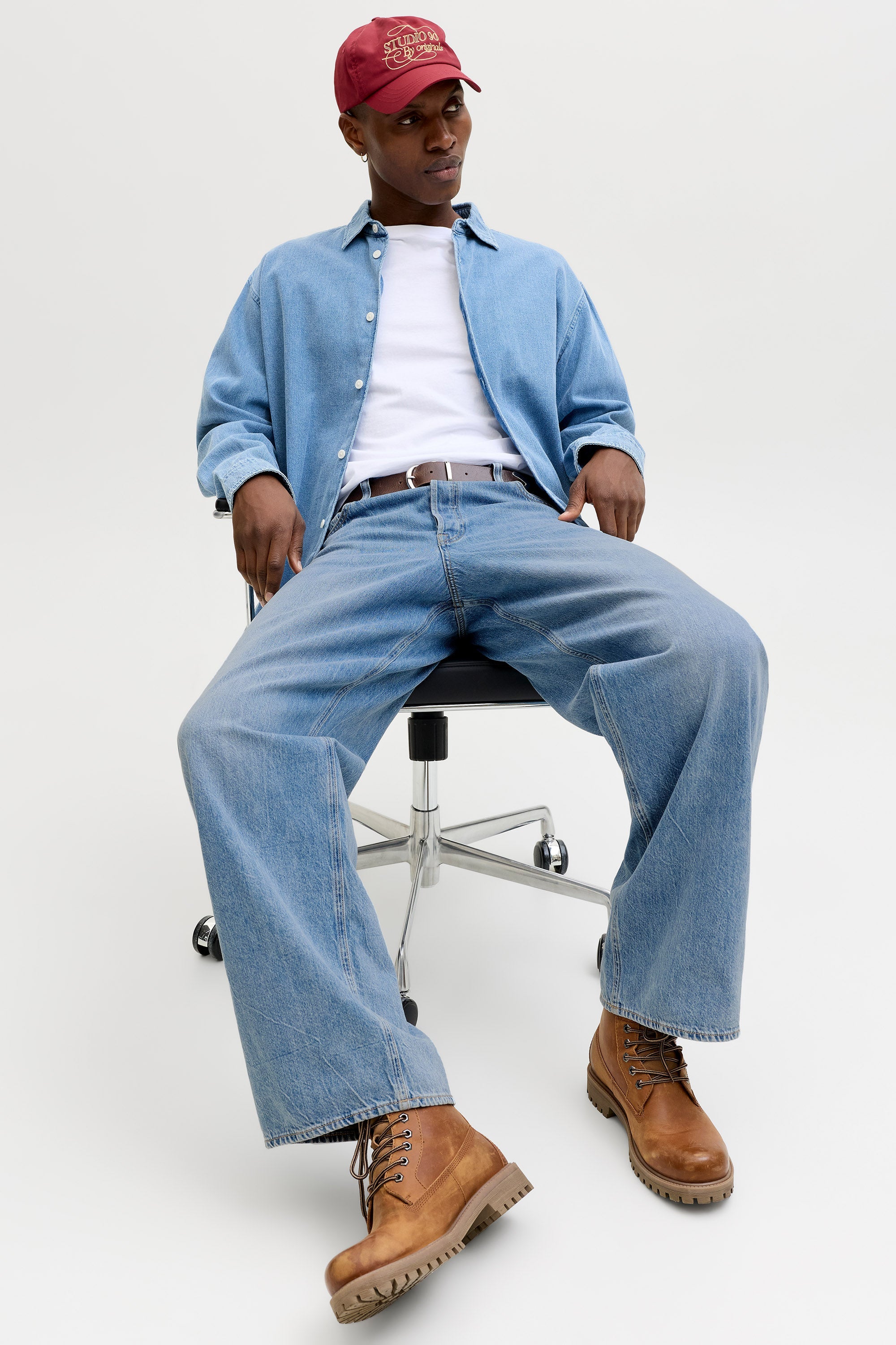 200 JJIDAVE Baggy Fit Jeans L32 - Blue Denim